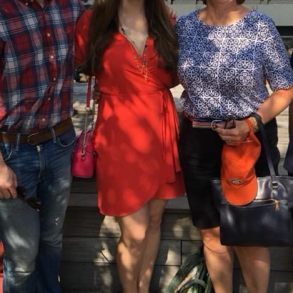 Babaton - Wallace Wrap Dress - Coral - Medium - Picture 2 of 5